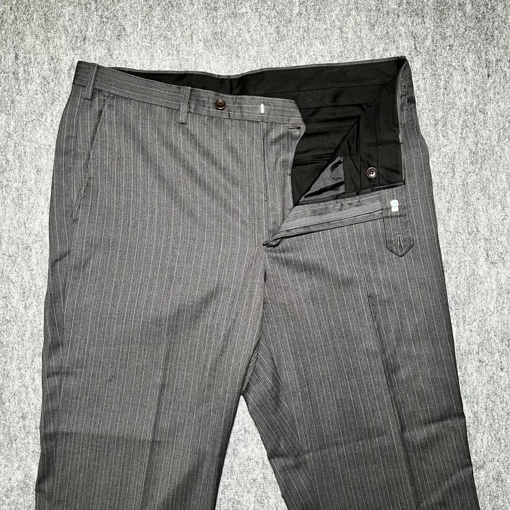 Brooks Brothers 1818 Fitzgerald Pants Men 37 X 29 Black Wool Pin Striped Italy